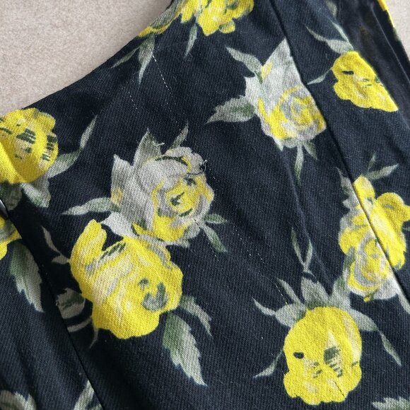 Topshop Tall Black and Yellow Rose Dress ASO Aria Montgomery - Picture 7 of 8